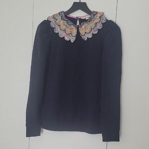 Ruffle Collared Puff-sleeved Sweatshirt From Boden